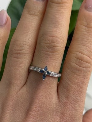 Faith 925 Sterling Silver Sapphire Cross Ring Size 8.5