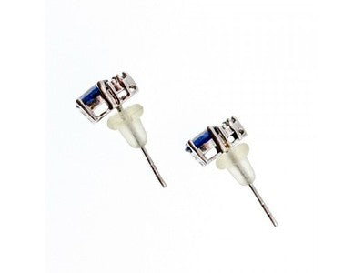 10K White Gold London Blue Topaz & Diamonds Earrings