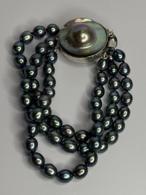 925 Sterling Silver Unique Bracelet Freshwater Pearls Lenght 8 Inch