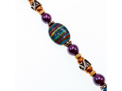 925 Sterling Silver Multicolor Jasper Bracelet Size 7.5 IN