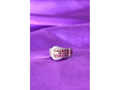 925 Sterling Silver Pink Spinel & White Sapphire "Belt" Ring Size 6.5