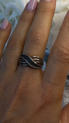 Elegant 925 Sterling Silver Infinity Tiny Diamonds Ring Size 8