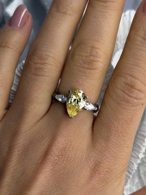 NV 925 Sterling Silver Citrine & White Spinel Ring Size 8