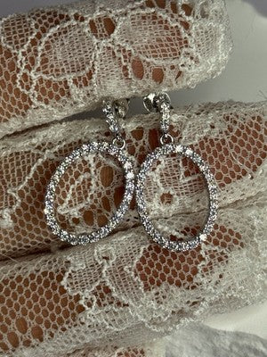 925 Sterling Silver Elegant CZ Earrings Length 1 Inch