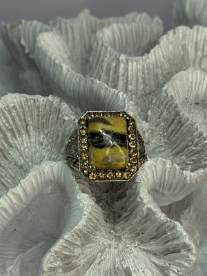 925 Sterling Silver Yashma Citrine & Beryl Ring Size 6