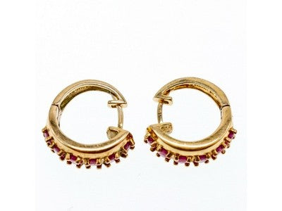 925 Sterling Silver Gold Plated Rubies Earrings