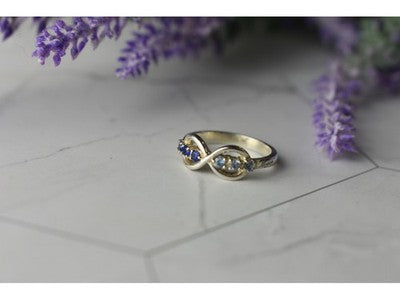 925 Sterling Silver Blue Tourmaline & Spinel Ring Size 5.5 Megan Ray