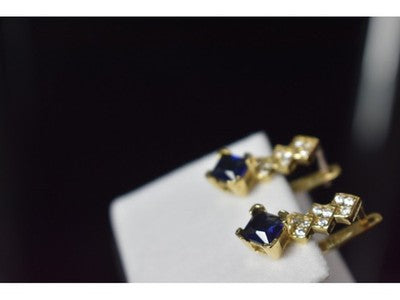 925 Sterling Silver Gold Plated Alpanite & CZ Earrings Turkey