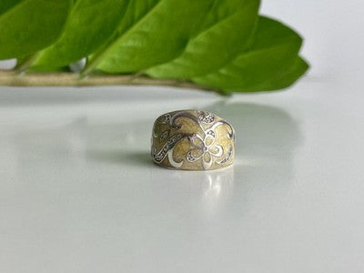 925 Sterling Silver Agate & CZ Ring Size 6.75
