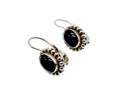 Vintage 925 Sterling Silver Onyx Earrings