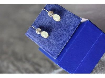 925 Sterling Silver White Jadeite Earrings