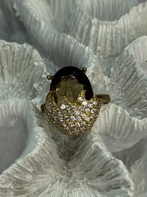 925 Sterling Silver Alpanite & CZ Ring Size 8.5 Length 0.78 Inch