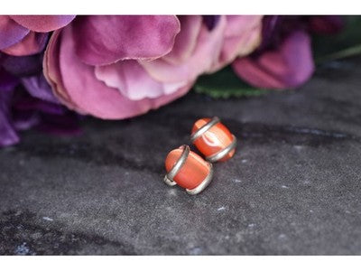 925 Sterling Silver Red Alpanite Stud Earrings