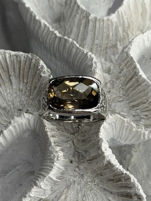 925 Sterling Silver Brown Tourmaline Ring Size 7