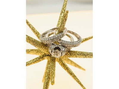 14K White Gold Diamonds Exclusive Triple Ring Size 7.25