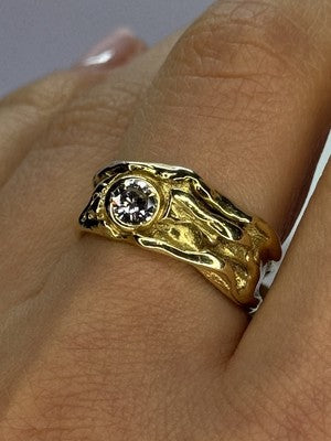 18K YELLOW GOLD DIAMOND 0.60 CARATS RING SIZE 7.5