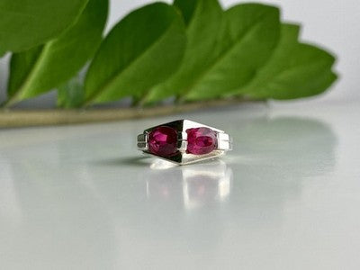 925 Sterling Silver Pink Spinel Ring Size 5.5