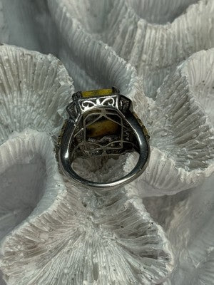 925 Sterling Silver Yashma Citrine & Beryl Ring Size 6