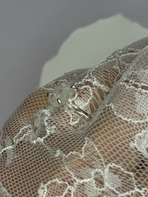 925 Sterling Silver Raw & Rough-Cut Diamond Ring Size 6.5