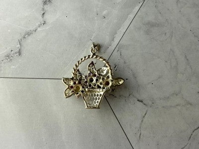 925 Sterling Silver Multi Gemstones Flowers Pendant