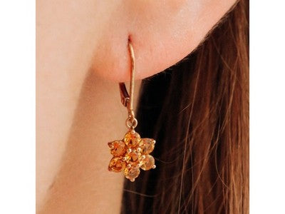 10K Yellow Gold Heliodor Flowers Earrings