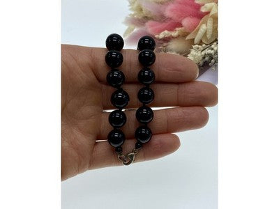 Vintage 925 Sterling Silver Black Jade and Marcasites Necklace