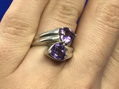 925 Sterling Silver Amethyst Ring Size 6.5