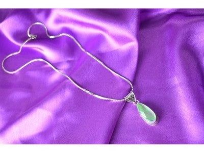 925 Sterling Silver Jewelry Glass Chain with Pendant