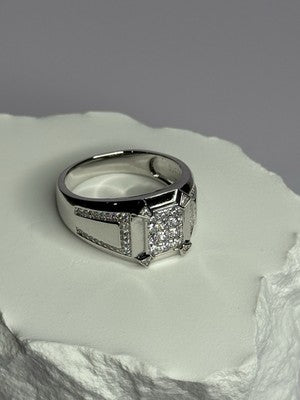 925 Sterling Silver CZ Men'S Ring Size 12