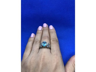 925 Sterling Silver Blue Spinel Ring Size 6.5