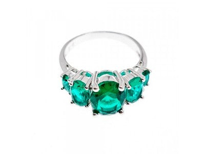 925 Sterling Silver Green CZ Ring Size 8