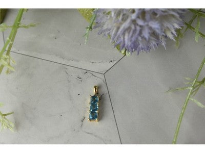 14K Yellow Gold Blue Topaz & Diamond Pendant