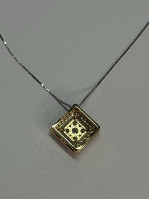 14K YELLOW WHITE GOLD CZ NECKLACE LENGTH 18 INCH