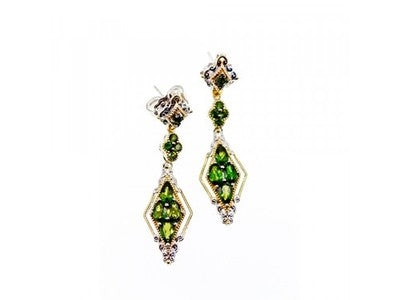 925 Sterling Silver Gold Plated Emerald Earrings