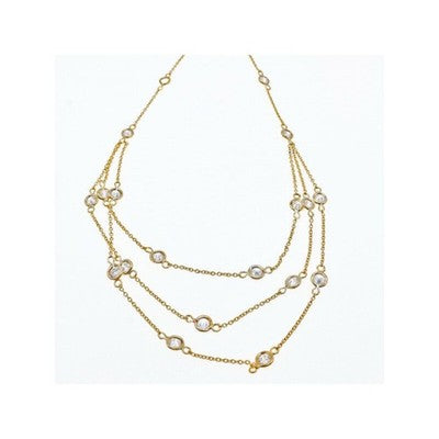925 Sterling Silver Gold Plated CZ Necklace