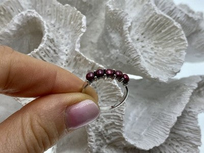 925 Sterling Silver Cherry Pearls Ring Size 7