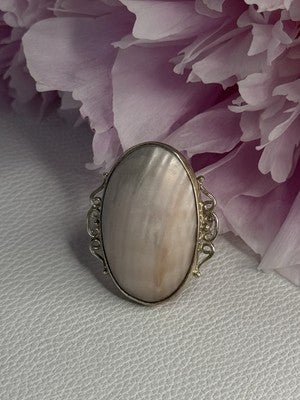Vintage 925 Sterling Silver Rink Abalone Ring Size 6.5