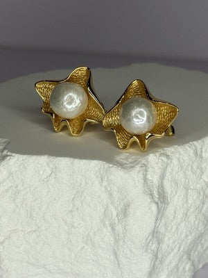 925 STERLING SILVER GOLD PLATED PEARL EARRINGS LENGTH 0.9 INCH