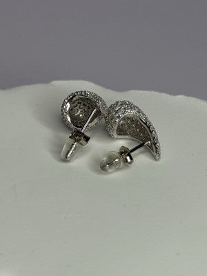 925 Sterling Silver Beautiful CZ Earrings Length 0.55