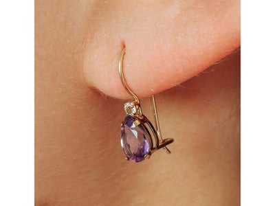 10K Yellow Gold Tourmaline & Diamond Earrings