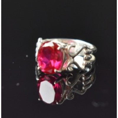 925 Sterling Silver Pink Topaz Ring Size 7