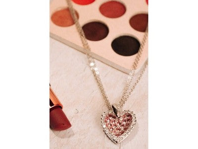 925 Sterling Silver CZ "Heart" Triple Chain With Pendant