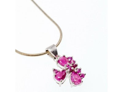 925 Sterling Silver Pink Spinel Chain With Pendant Italy