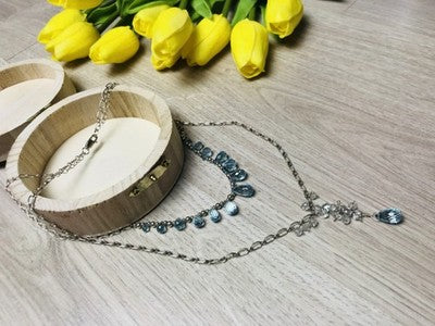 925 Sterling Silver Blue Jadeite Necklace