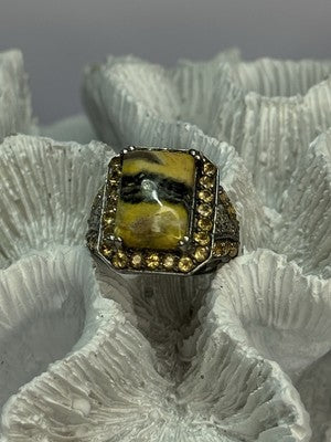 925 Sterling Silver Yashma Citrine & Beryl Ring Size 6