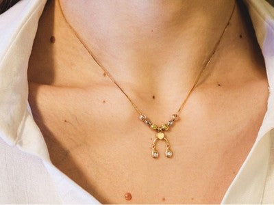 Designer 18K Yellow, White & Pink Gold Diamond Italy Necklace