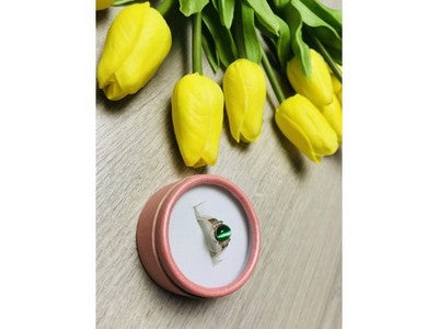 925 Sterling Silver Green Agate Ring Size 6.5