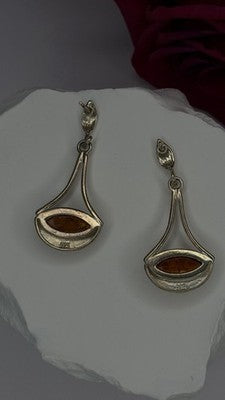 925 Sterling Silver Amber Drop Earrings