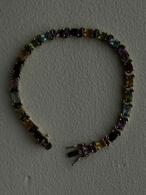 925 Sterling Silver Amethyst Citrine Garnet Topaz Peridot Bracelet 7.5