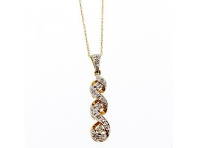 10K Yellow Gold Diamonds Chain With Pendant